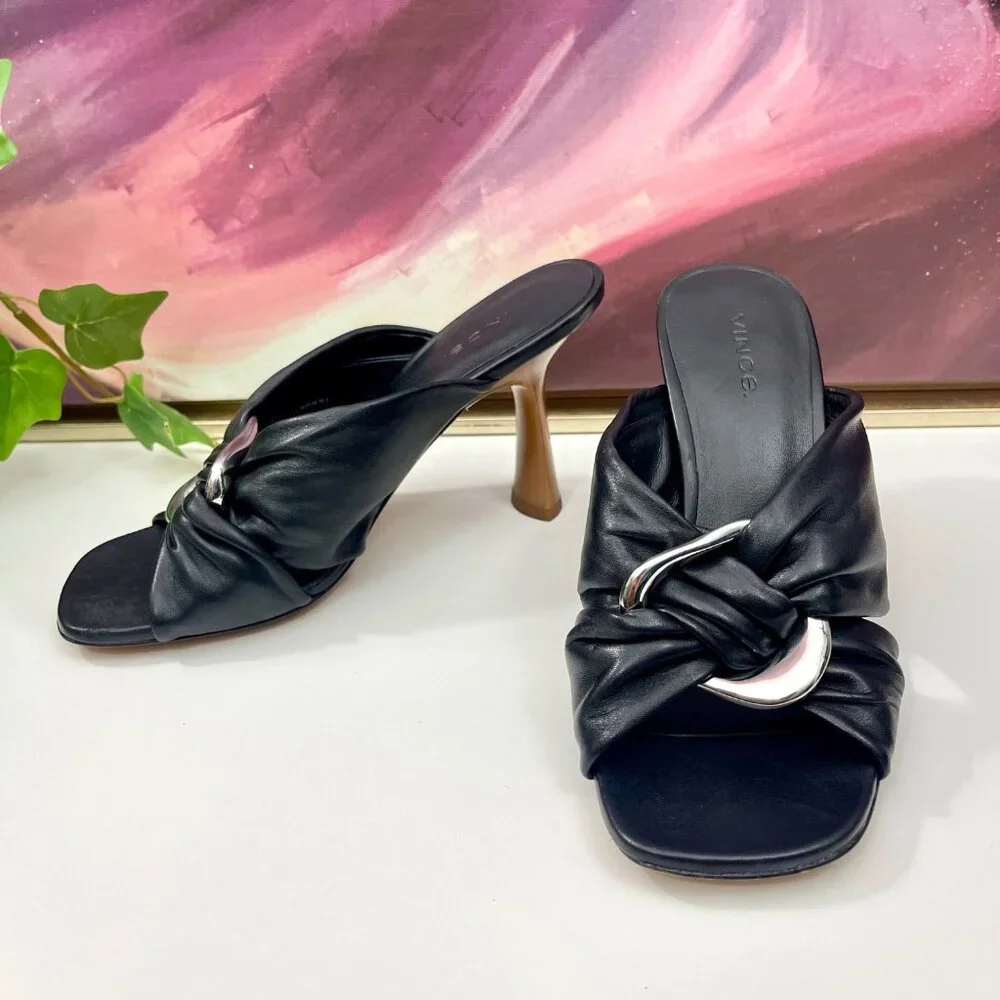 Vince Women's Qiqi Slip On Embellished High Heel Sandals in Black Size 6.5 - Picture 6 of 14